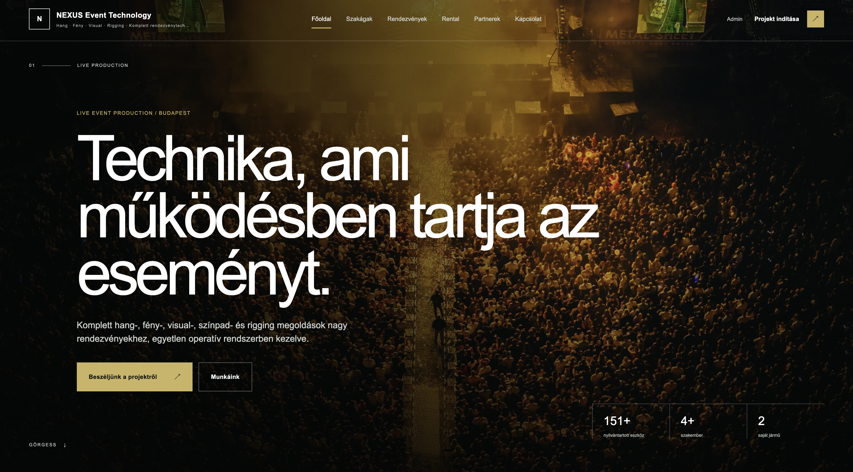 NEXUS Event – komplex rendezvénytechnikai ügyviteli rendszer bemutatóképe